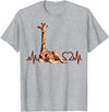 Giraffic print shirt Birthday Giraffe Heartbeat Shirt for Woman Man Kids T-Shirt - Heather Grey