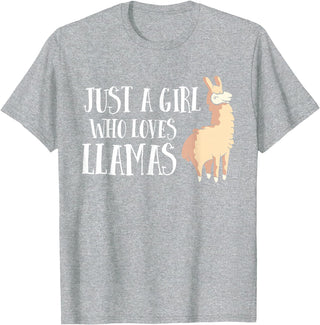 Funny Llama And Alpaca Gifts Funny Llama Girl Just A Girl Who Loves Llamas T-Shirt - Heather Grey