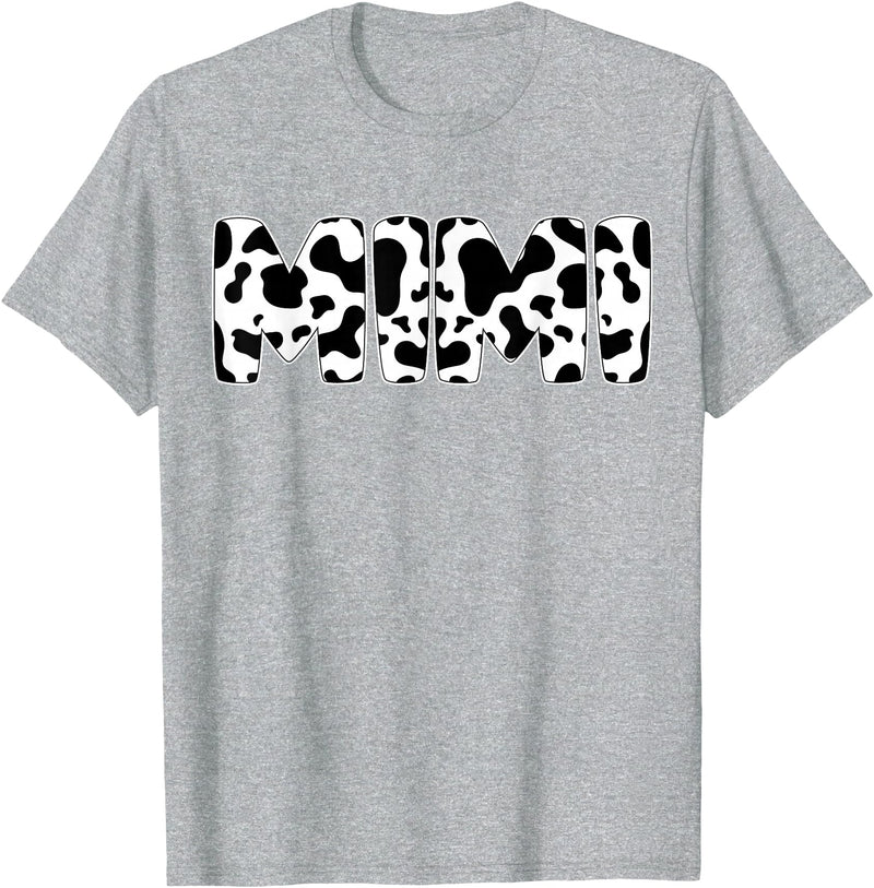 Family Matching Gifts Cow Mimi Cow Print Cow Pattern Mother's Day T-Shirt - Heather Grey