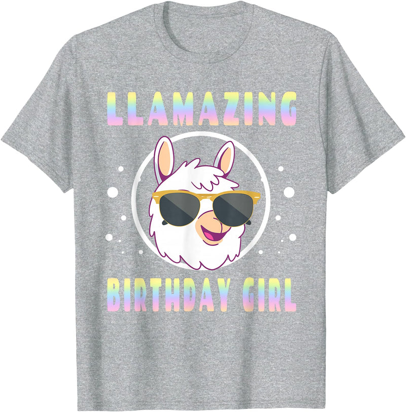 LLama Squad Shirts and Gifts Llama Birthday Girl Party Outfit Amazing Pun Fun Rainbow T-Shirt - Heather Grey
