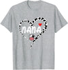 Black White Family Cow Farm Nana Cow Print Cow Heart Pattern Farmer Cows Mother's Day T-Shirt - Heather Grey