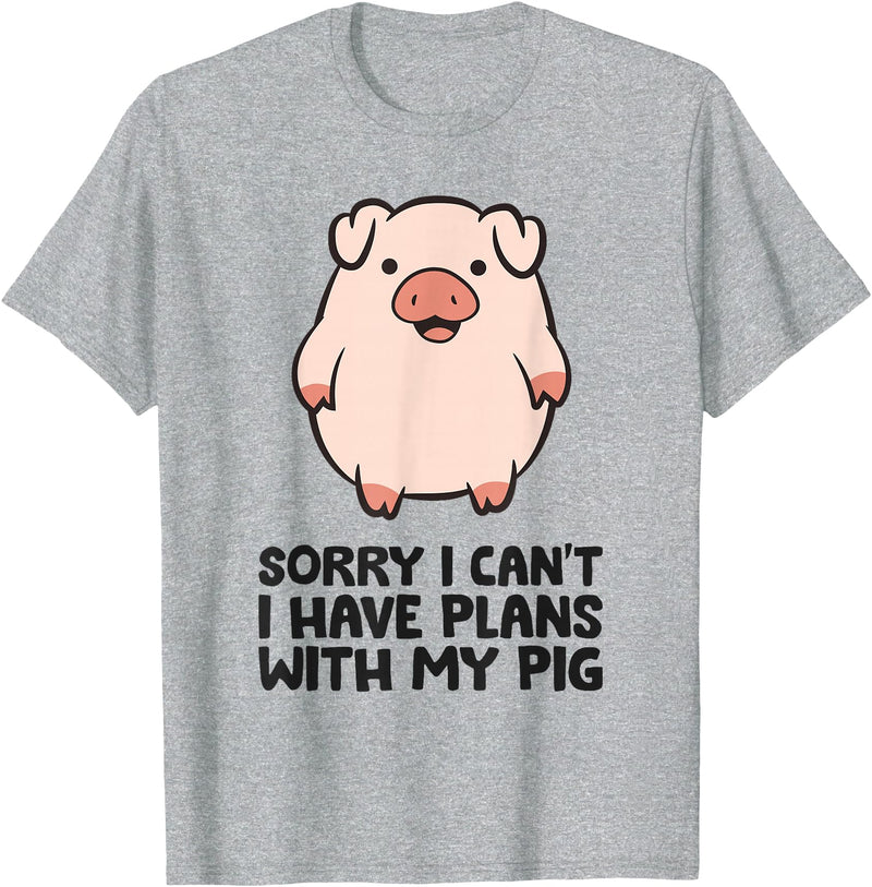Pig Lover and Pig Farmer Gifts And Tees Pig Farmer Sorry I Can't I Have Plans With My Pig T-Shirt - Heather Grey