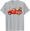 Spooky Harvest Cassic Pickup Truck Designs Classic Truck Happy Halloween Pumpkin Spooky Fall Farmhouse T-Shirt - Heather Grey
