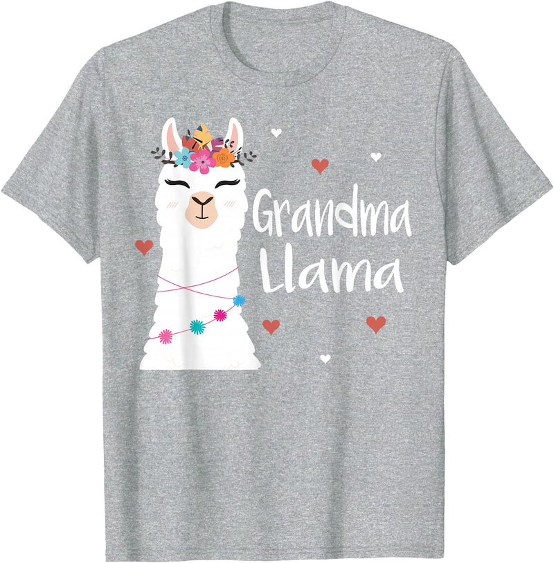 Me & Mommy Llama Co. Grandma Llama Cute Llamas Lover Best Grandmother Ever T-Shirt - Heather Grey