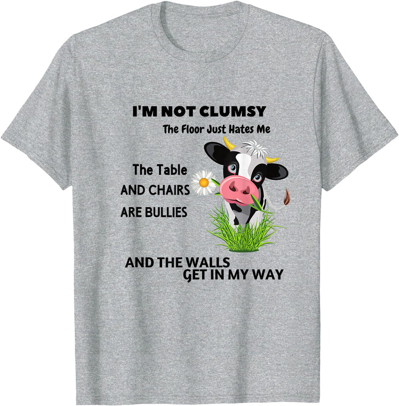 Funny Cow I'm Not Clumsy The Floor Cow I'm Not Clumsy The Floor Just Hates Me The Table T-Shirt - Heather Grey