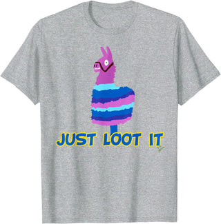 gamer shirts by jean olivier Funny llama outfit gamer outfit just loot it T-Shirt - Heather Grey