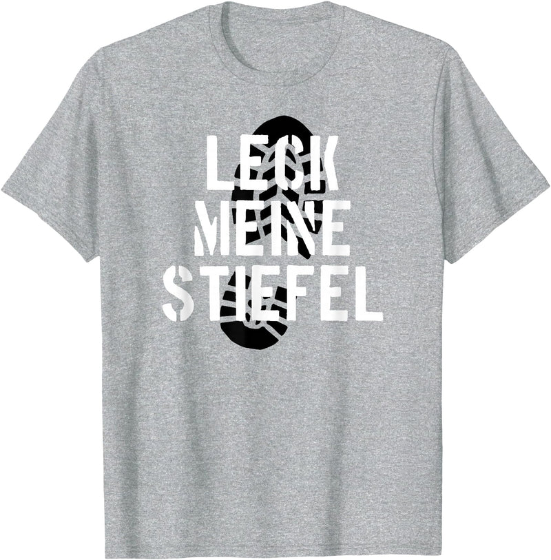 Bear Daddy Leck Meine Stiefel Lick My Boots German Gay Leather T-Shirt T-Shirt - Heather Grey