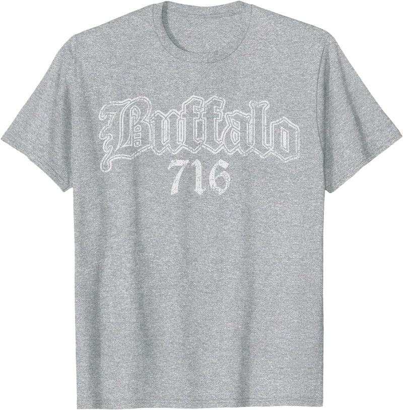 Buffalo NY by Kruzelly Vintage Buffalo New York 716 T-Shirt - Heather Grey