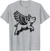Funny Pig Humor by TKsTees Funny Flying Pig Oink Aviator T-Shirt - Heather Grey