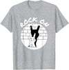 Funny Rock on Bunny Rabbit Shadow Puppet Rock N Roll Hand T-Shirt in Heather Grey