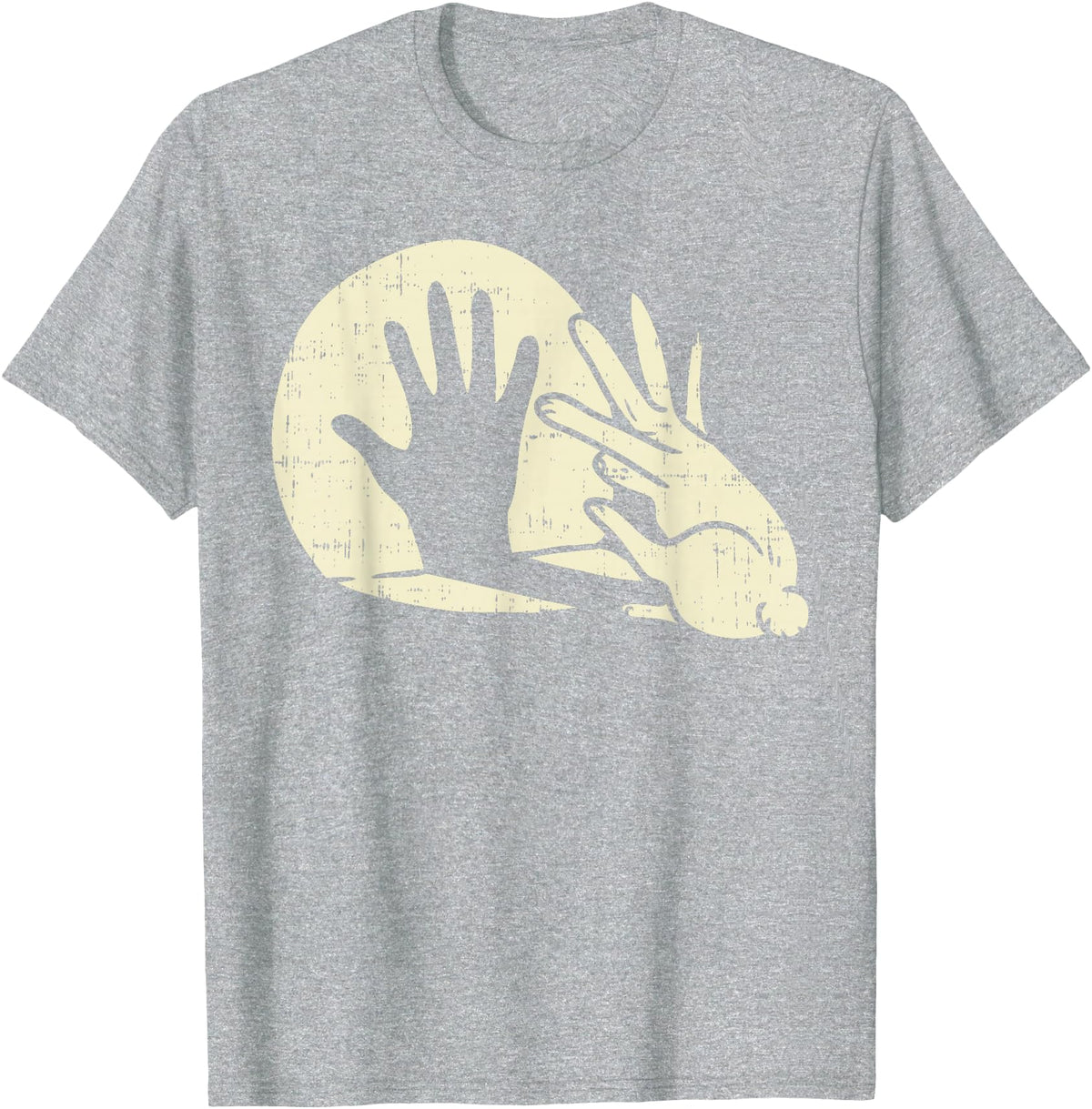 Funny Rabbit Animal Bunny Lover Shadow Play Pun Gift T-Shirt in Heather Grey