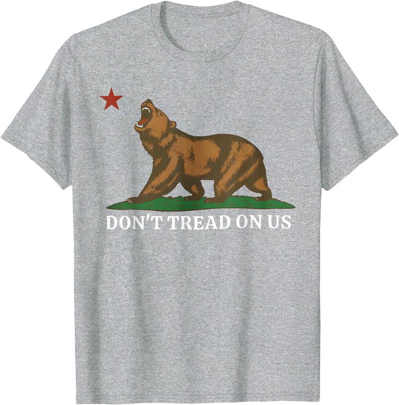 Dont Tread On Us Bear California Patriot Tee Don't Tread On Us California Bear Patriotic T-Shirt - Heather Grey