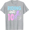 10 Year Old Horse Tenth Birthday 10th Horse Birthday Party Ten Year Old Girl Horses Birthday T-Shirt - Heather Grey