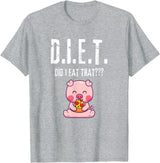 Drink Eat Enjoy Weight Gain Worry Diet Later CLR D.I.E.T. Did I Eat That Hungry Food Pig Pizza Buffet Novelty T-Shirt - Heather Grey