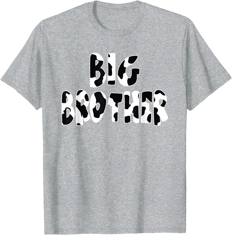 funny saying Gifts for Family Members and more Big Brother Cow Print Cow Pattern T-Shirt - Heather Grey
