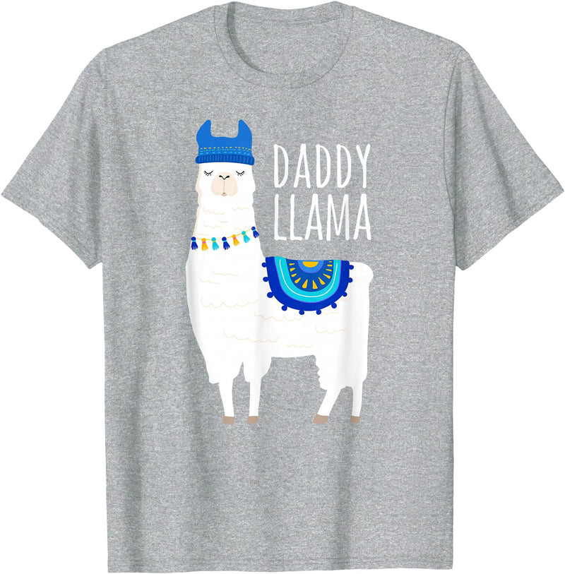 Mama Llama Lover Gifts by Memme Daddy Llama Gift Shirt for Men, Dad T-Shirt - Heather Grey
