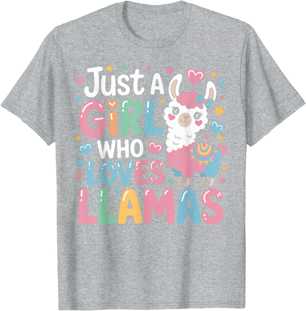 Funny Adorable Llama Lover Just a Girl Who Loves Cute Llamas Gifts for Girls Kids T-Shirt - Heather Grey