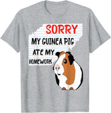 Funny Back to School Sorry My Guinea Pig Ate My Homework School Funny Guinea Pig T-Shirt - Heather Grey