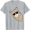 Funny Llama And Alpaca Gifts Cute Llama Alpaca with Sunglasses Funny Llama T-Shirt - Heather Grey