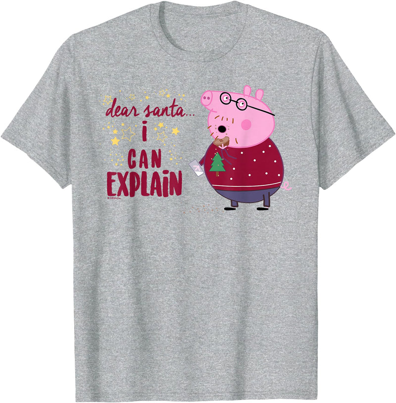 Peppa Pig - Daddy Pig Dear Santa T-Shirt - Heather Grey