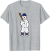 GrafixJoker Baseball Polar Bear Pete T-Shirt - Heather Grey