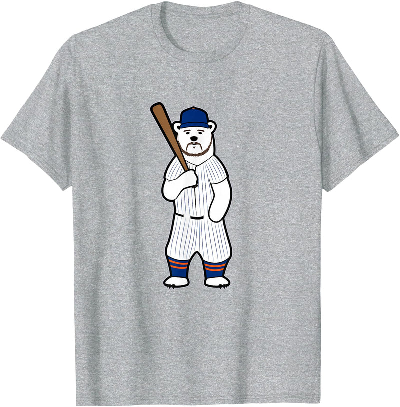 GrafixJoker Baseball Polar Bear Pete T-Shirt - Heather Grey
