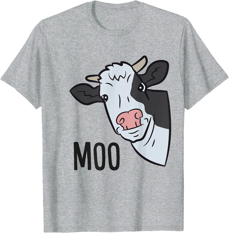 Cow Farm Animal Tees For Cow Lovers Cow Moo Farm Animal Funny Cow T-Shirt - Heather Grey