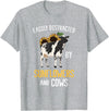 Funny Gift Idea for Sunflower and Cow Lovers Easily Distracted By Sunflowers and Cows T-Shirt - Heather Grey