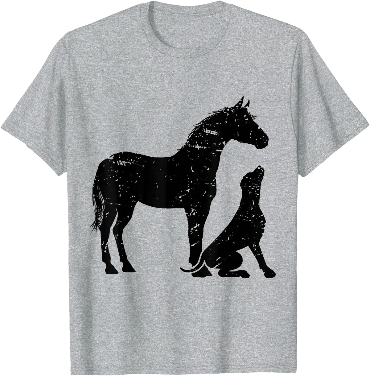Horse And Dog Companions Forever Horse and Dog Silhouette Love Harmony T-Shirt - Heather Grey