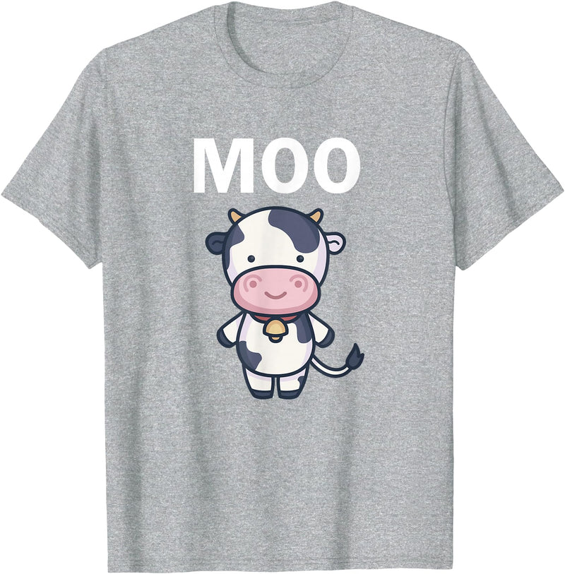 Moo Cow Funny Farmer Cow for Adults Kids Boys and Girls T-Shirt - Heather Grey