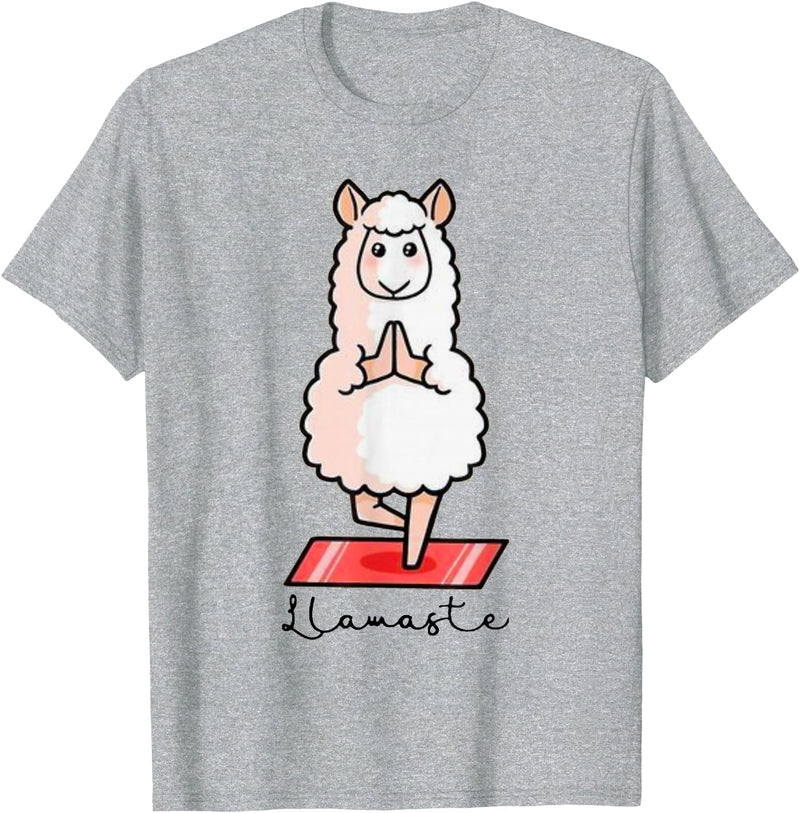 Dibba Designs Llamaste Llama Alpaca Yoga Exercise Fitness Gym Workout T-Shirt - Heather Grey