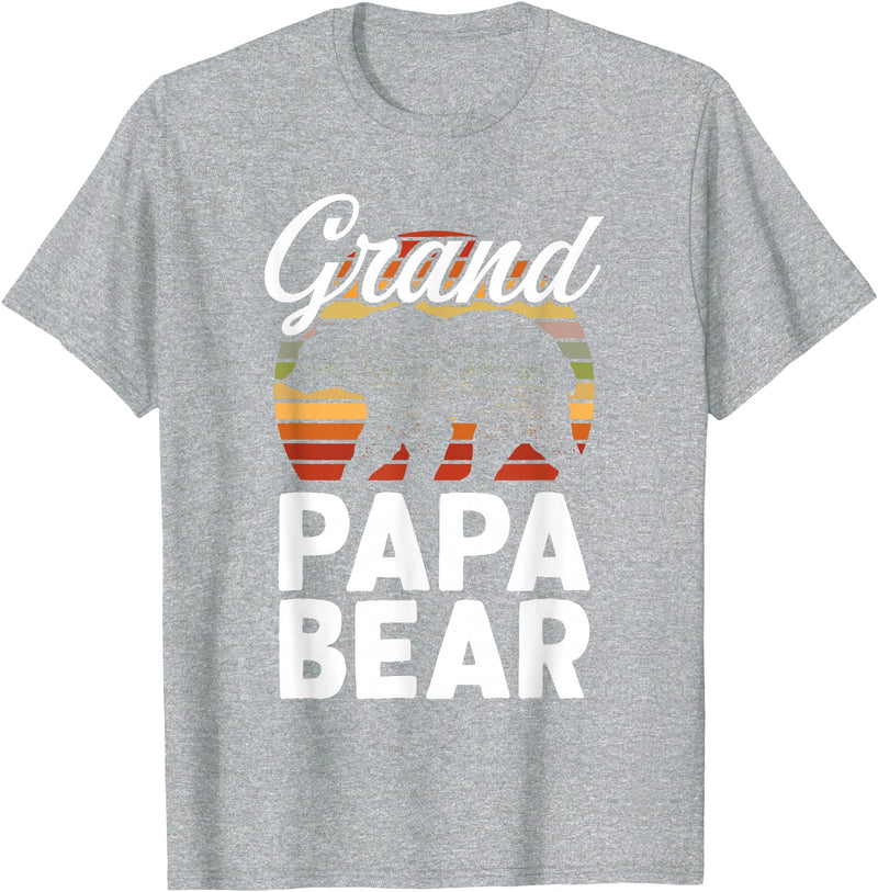 Crazy Grandpa Apparel & Gifts Fun Grandpa Animal Sunset Graphic - Grandpapa Bear T-Shirt - Heather Grey