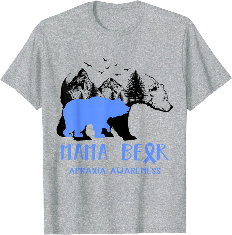 Mama Bear Apraxia Awareness Shirt For Women Men T-Shirt - Heather Grey
