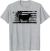 Funny Red Angus Rancher Gift for Cattle Lover USA American Flag - America Cow Red Angus Rancher T-Shirt - Heather Grey