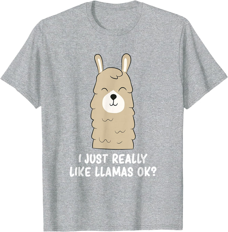 Funny Llama And Alpaca Gifts I Just Really Like Llamas T-Shirt - Heather Grey