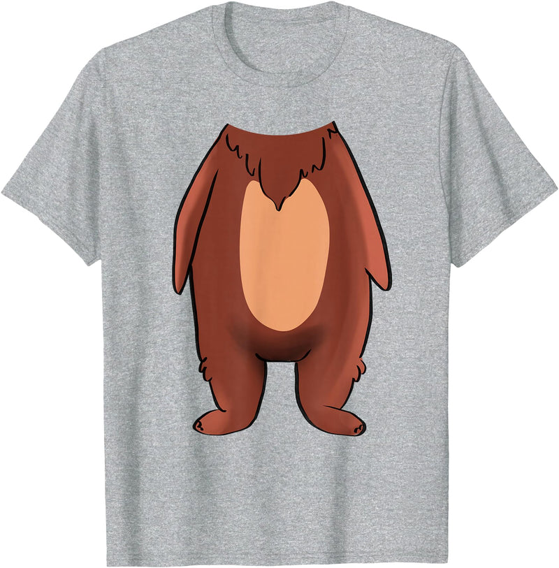 The Easy Costume Idea Shop Bear Halloween Costume Shirt - Brown Grizzly Bear T-Shirt - Heather Grey