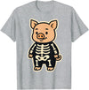 Spooky Cute Cartoon Animals in Halloween Outfits Funny Pig Skeleton Costume for Kids Boys Girls Halloween T-Shirt - Heather Grey