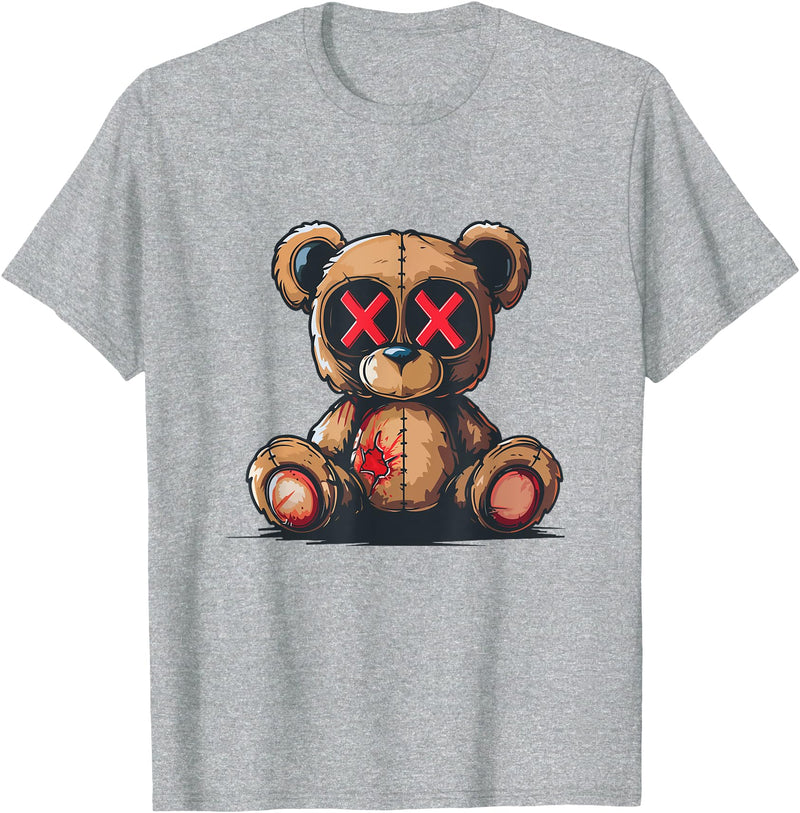 Trending Tees Stuffed Teddy Bear with X eyes T-Shirt - Heather Grey