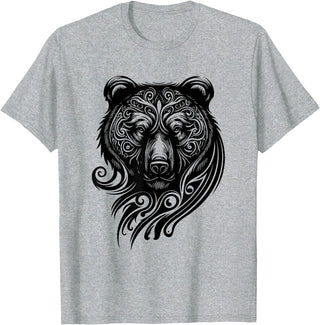Best Tribal Tattoo Designs I Trends I Born for Art Bear Grizzly Nordic Indian Celtic Mythology Wild Animal Fan T-Shirt - Heather Grey