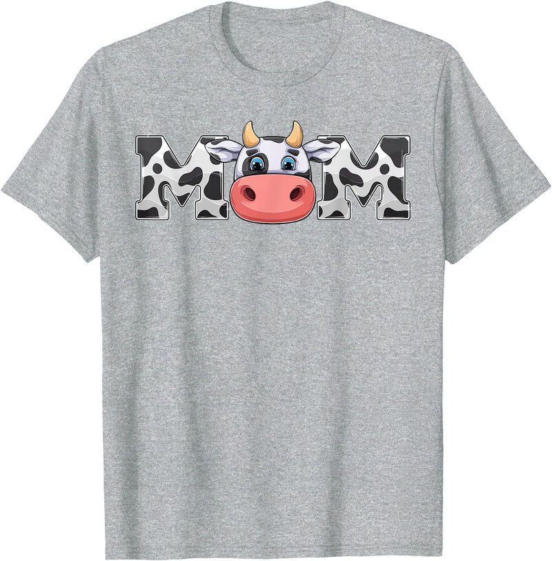 ETHRLO cow im one birthday decorations Shirts Mom Cow Print Cowboy Animal Pattern Farmer Cow Mother Mom T-Shirt - Heather