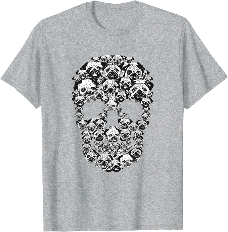 Funny Halloween Dog Costume Gift Idea Funny Skull Costume Men Women Pug Lover Halloween Dog T-Shirt - Heather Grey