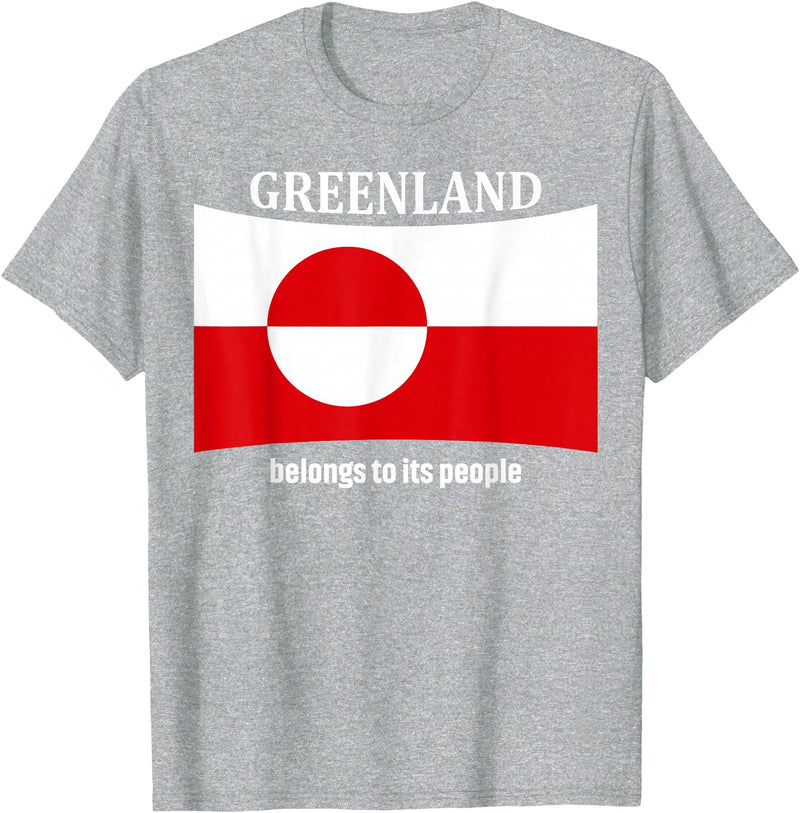 Greenlandic native heritage designs Greenland Flag, Belongs to its People, Independence Message T-Shirt - Heather Grey