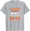 Bbq Humor Barbecue Grilling Pig Cow Chicken Funny A Cow A Pig and A Chicken Walk Into A Bar B Q Funny BBQ Gril T-Shirt - Heather Grey