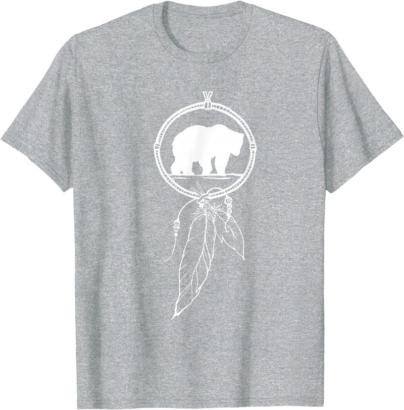 American Indian Shirts by CrushRetro Native American Dreamcatcher Bear Women Men Kids T-Shirt - Heather Grey
