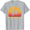 Funny Horse Riding Apparel Retro Bronc Riding Buck Off Vintage Bucking Horse Pun T-Shirt - Heather Grey