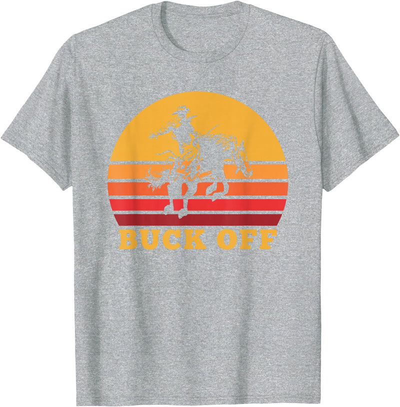 Funny Horse Riding Apparel Retro Bronc Riding Buck Off Vintage Bucking Horse Pun T-Shirt - Heather Grey