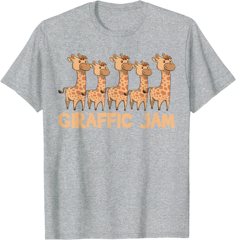 Cute Giraffe Gifts Giraffe Giraffic Jam Funny Word Game Cute T-Shirt - Heather Grey