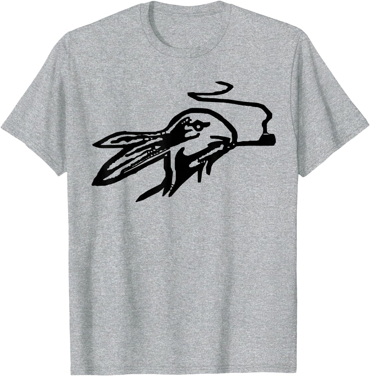 Rabbit Smoking a Pipe T-Shirt in Heather Grey