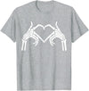 Skeleton Hand Halloween Trendy Novelty Graphic Art Skeleton Hands Heart Sign Halloween Tops T-Shirt - Heather Grey