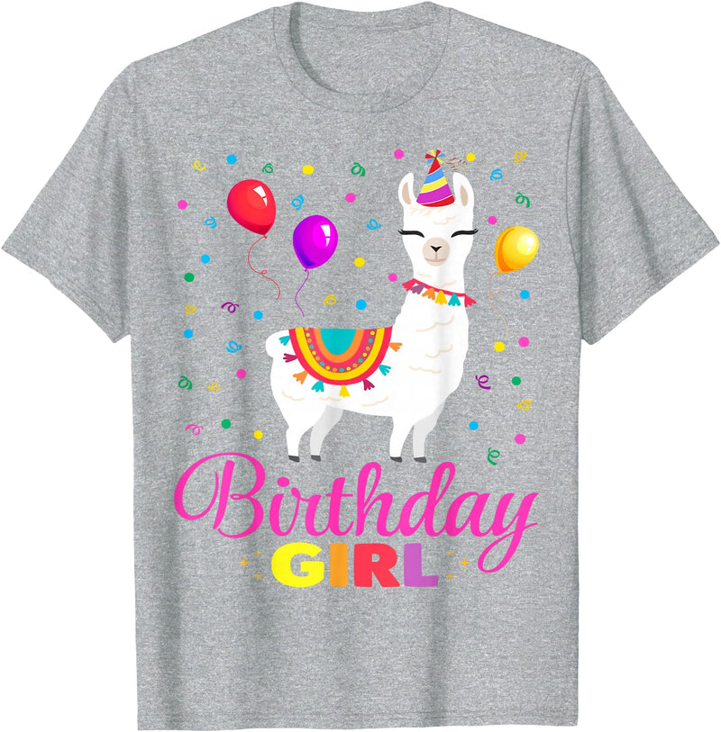 Birthday Llama Shirts Gift Cute Llama Shirt Party Animal Funny Gift for Birthday Girl T-Shirt - Heather Grey